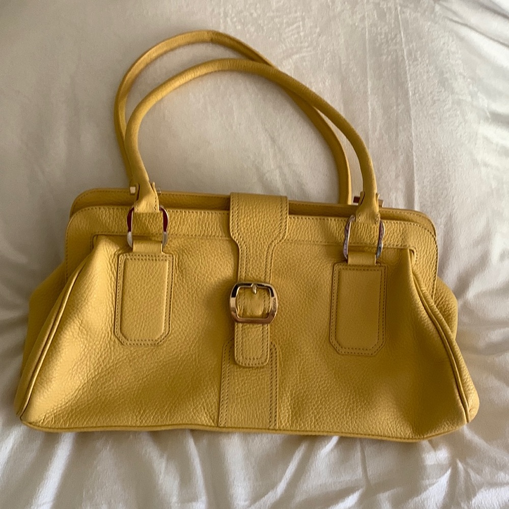 Bosca yellow leather hand bag